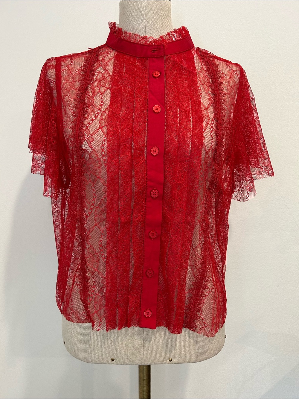 LUCY PARIS - Duchess Lace Top Red Size L